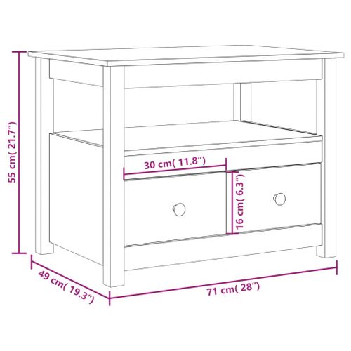 Table Basse Gris 71x49x55 Cm Bois Massif De Pin