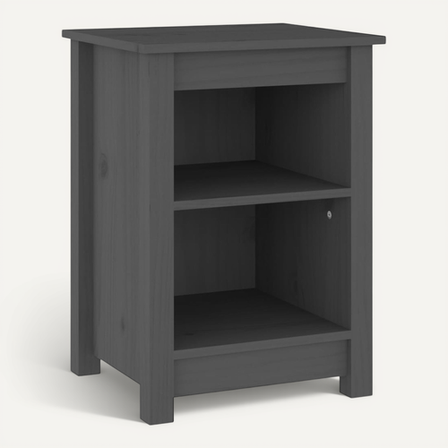 Table De Chevet Gris 40x35x55 Cm Bois De Pin Solide