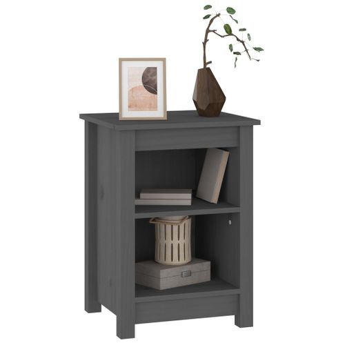 Table De Chevet Gris 40x35x55 Cm Bois De Pin Solide