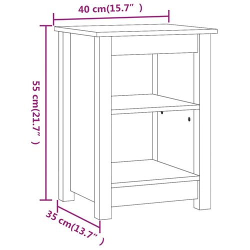 Table De Chevet Gris 40x35x55 Cm Bois De Pin Solide