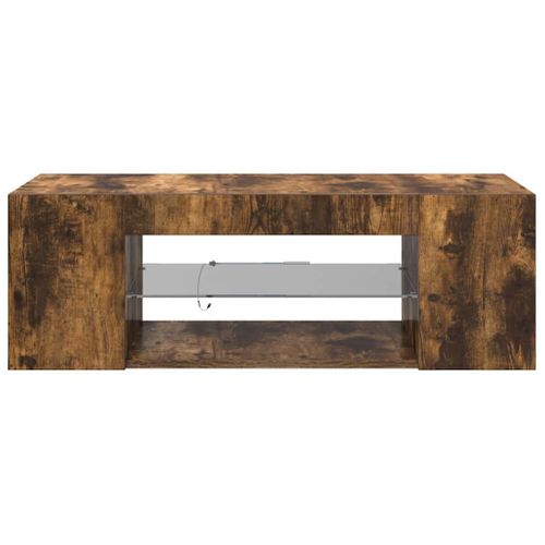 Meuble TV Avec Lumières LED Chêne Fumé 90x39x30 Cm