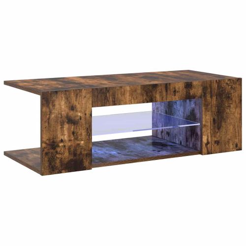 Meuble TV Avec Lumières LED Chêne Fumé 90x39x30 Cm
