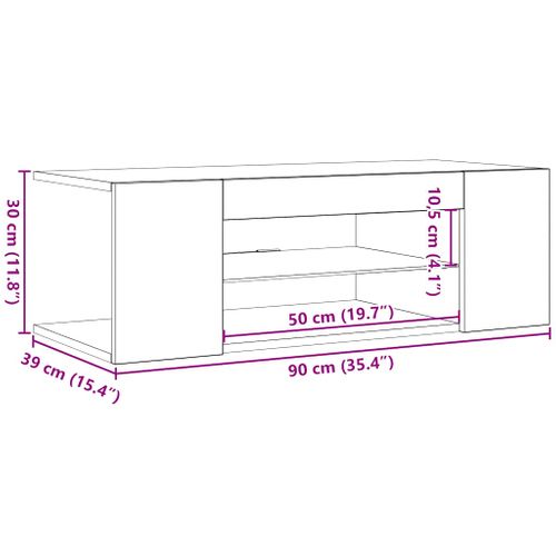 Meuble TV Avec Lumières LED Chêne Fumé 90x39x30 Cm