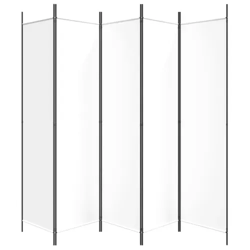 Cloison De Séparation 5 Panneaux Blanc 250x200 Cm Tissu