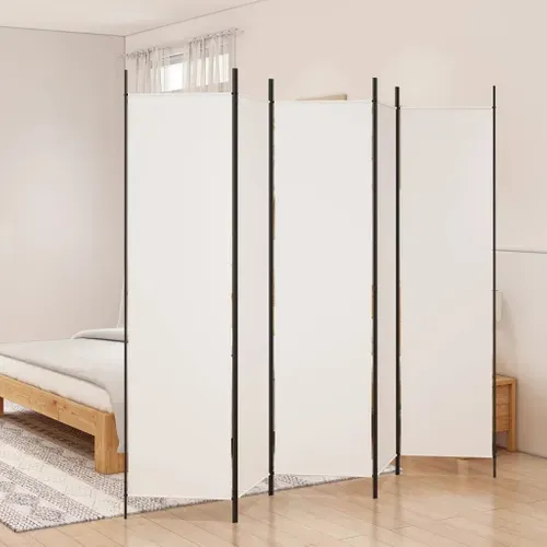 Cloison De Séparation 5 Panneaux Blanc 250x200 Cm Tissu
