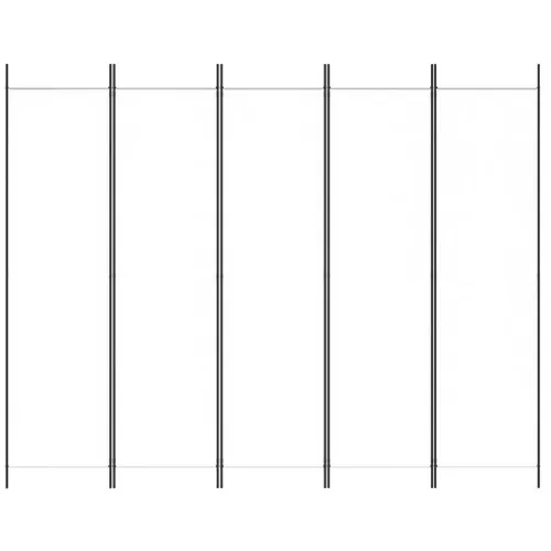 Cloison De Séparation 5 Panneaux Blanc 250x200 Cm Tissu