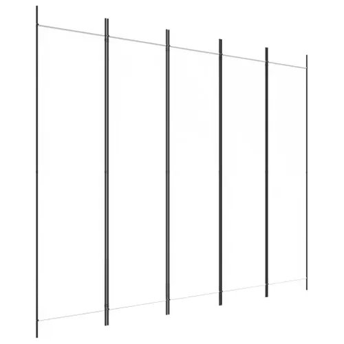 Cloison De Séparation 5 Panneaux Blanc 250x200 Cm Tissu