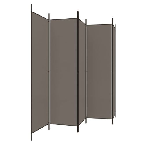Cloison De Séparation 5 Panneaux Pliable En Tissu Anthracite 250 X 220 Cm