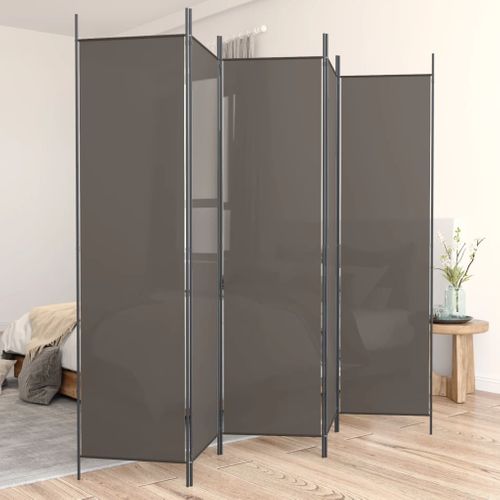 Cloison De Séparation 5 Panneaux Pliable En Tissu Anthracite 250 X 220 Cm