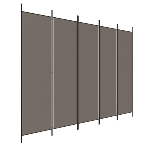 Cloison De Séparation 5 Panneaux Pliable En Tissu Anthracite 250 X 220 Cm