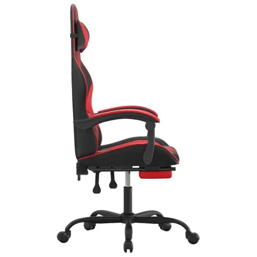 Chaise De Jeu Pivotante Et Repose-pied Noir Et Rouge Similicuir