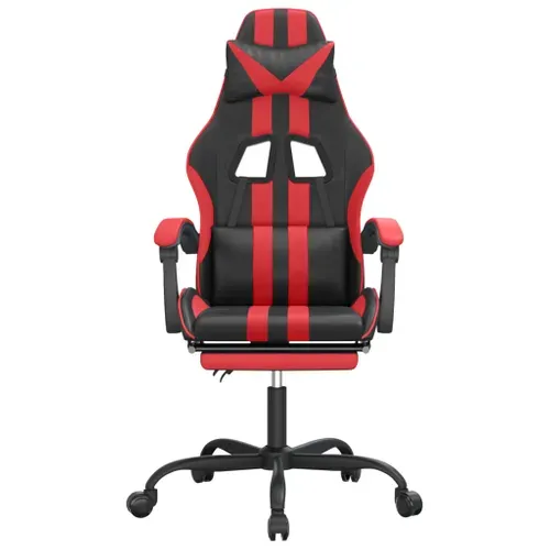 Chaise De Jeu Pivotante Et Repose-pied Noir Et Rouge Similicuir