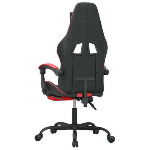 Chaise De Jeu Pivotante Et Repose-pied Noir Et Rouge Similicuir