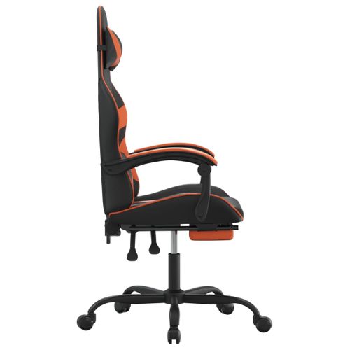 Chaise De Jeu Pivotante Repose-pied Noir Et Orange Similicuir