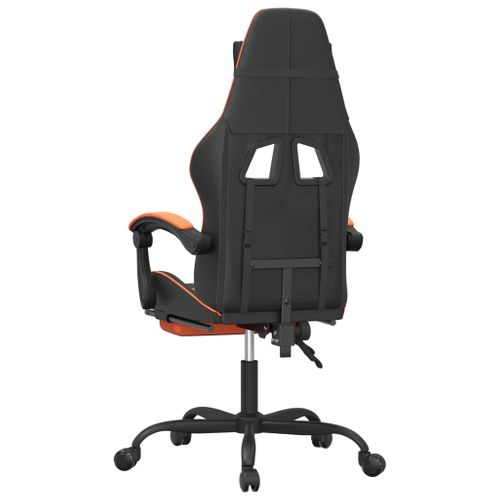 Chaise De Jeu Pivotante Repose-pied Noir Et Orange Similicuir
