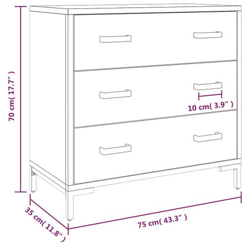 Commode 75x35x70 Cm Bois De Pin Massif