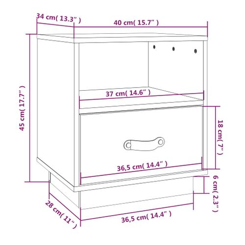 Table De Chevet Noir 40x34x45 Cm Bois De Pin Massif