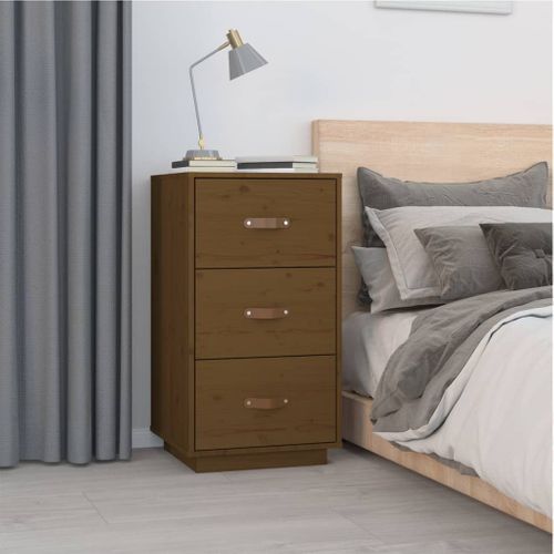Table De Chevet Marron Miel 40x40x75 Cm Bois De Pin Solide