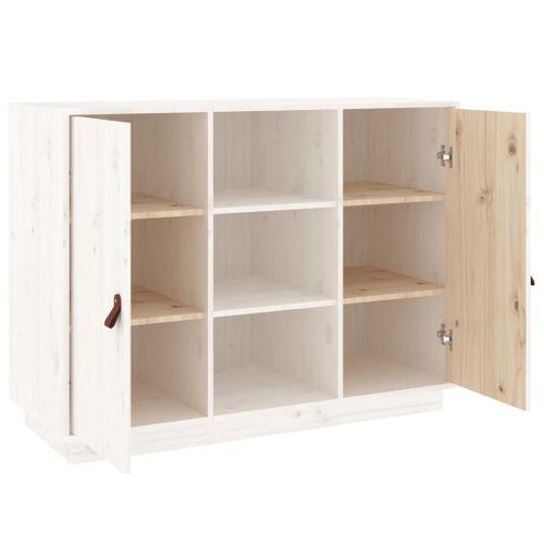 Buffet Blanc 100x40x75 Cm Bois Massif De Pin