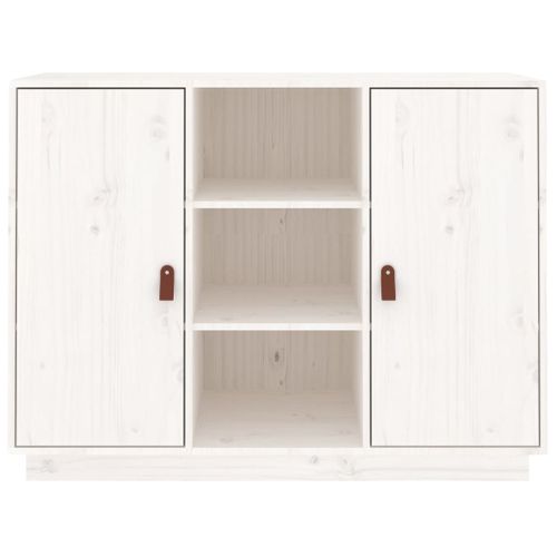 Buffet Blanc 100x40x75 Cm Bois Massif De Pin