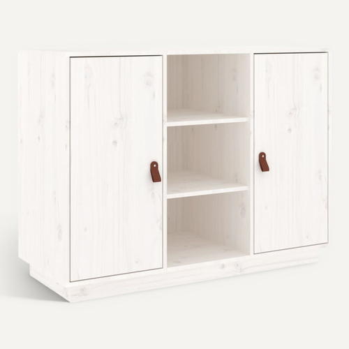 Buffet Blanc 100x40x75 Cm Bois Massif De Pin