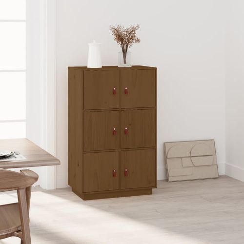 Buffet Haut Marron Miel 67x40x108,5 Cm Bois Massif De Pin