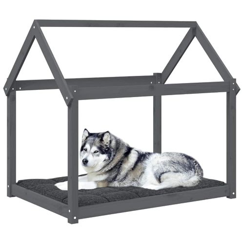 Lit Pour Chien Gris 111x80x100 Cm Bois De Pin Solide