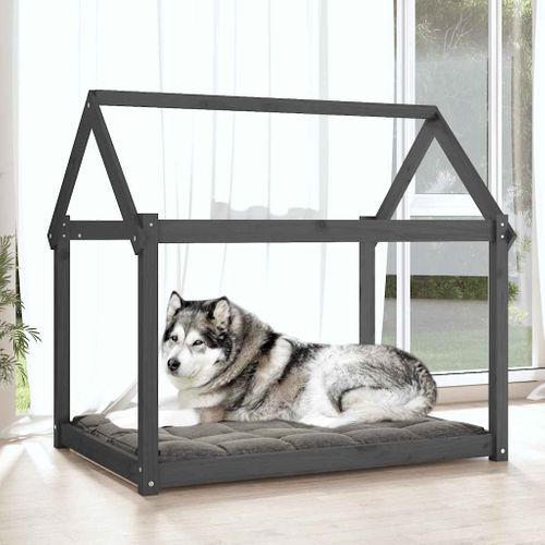 Lit Pour Chien Gris 111x80x100 Cm Bois De Pin Solide