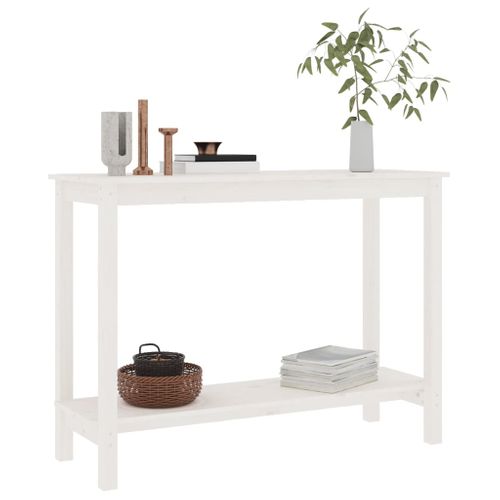 Table Console Blanc 110x40x80 Cm Bois Massif De Pin