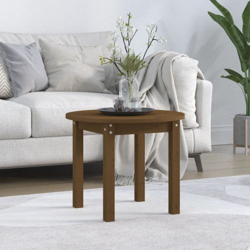 Table Basse Marron Miel Ø 55x45 Cm Bois Massif De Pin