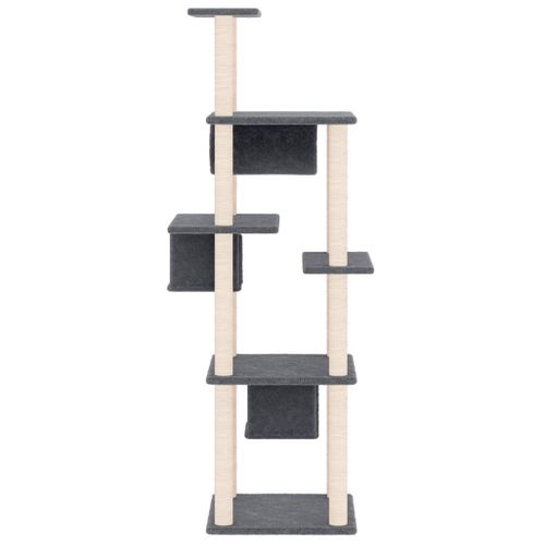 Arbre À Chat Avec Griffoirs En Sisal Gris Foncé 169 Cm