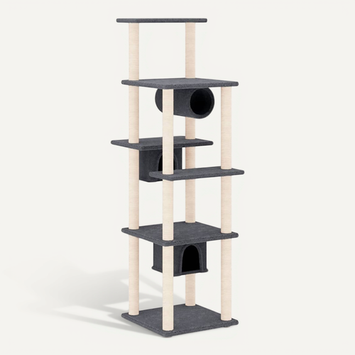 Arbre À Chat Avec Griffoirs En Sisal Gris Foncé 169 Cm