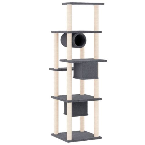Arbre À Chat Avec Griffoirs En Sisal Gris Foncé 169 Cm