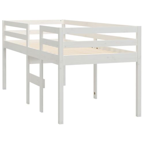 Lit Haut Blanc 90x190 Cm Bois De Pin Massif