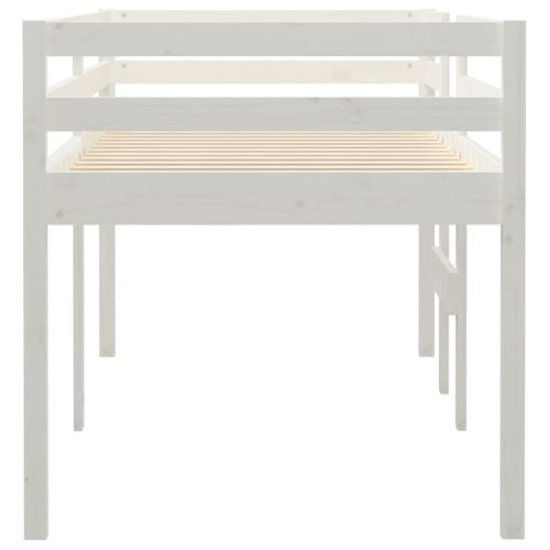 Lit Haut Blanc 90x190 Cm Bois De Pin Massif