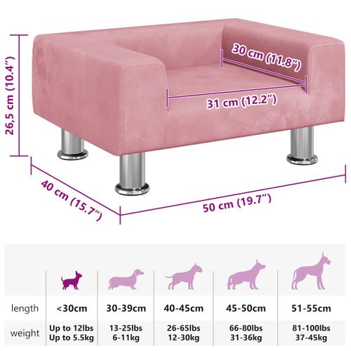 Lit Pour Chien Rose 50x40x26,5 Cm Velours