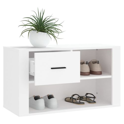 Armoire à Chaussures Blanc 80x35x45 Cm Bois Contreplaqué