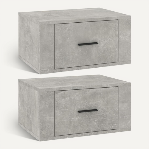 Tables De Chevet Murales 2 Pièces Gris Béton 50x36x25 Cm