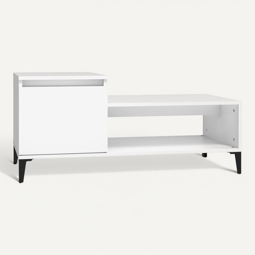 Table Basse Blanc 100x50x45 Cm Bois Contreplaqué