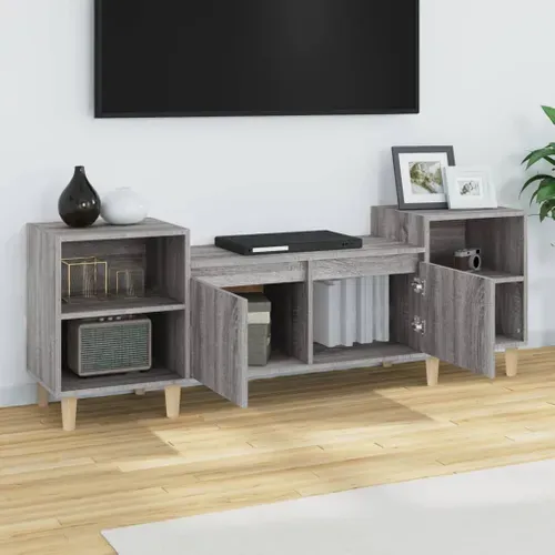 Meuble TV Sonoma Gris 160x35x55 Cm Bois Contreplaqué