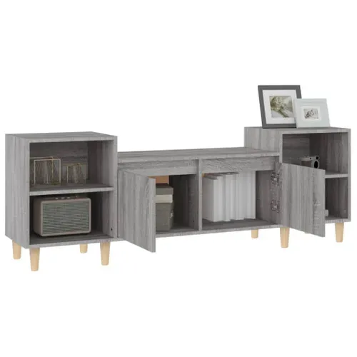 Meuble TV Sonoma Gris 160x35x55 Cm Bois Contreplaqué