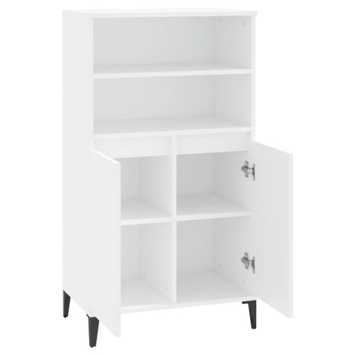 Buffet Haut Blanc 60x36x110 Cm Bois Contreplaqué