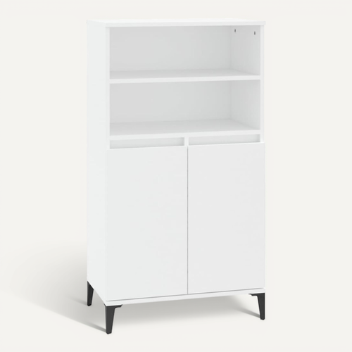 Buffet Haut Blanc 60x36x110 Cm Bois Contreplaqué