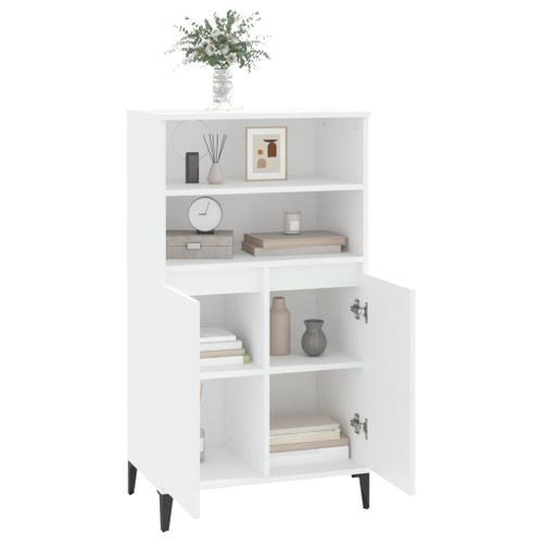 Buffet Haut Blanc 60x36x110 Cm Bois Contreplaqué