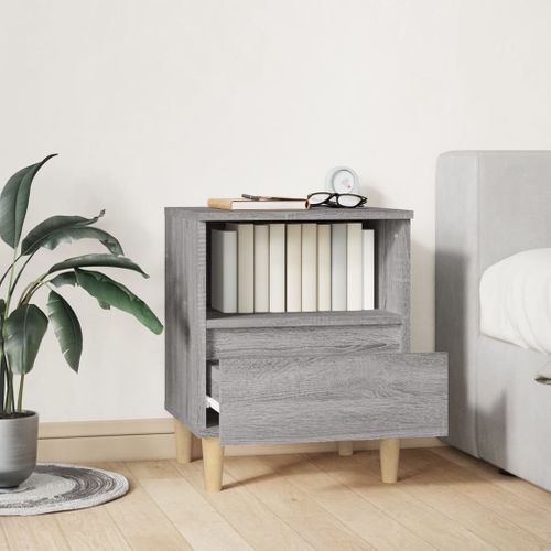 Table De Chevet Sonoma Gris 40x35x50 Cm