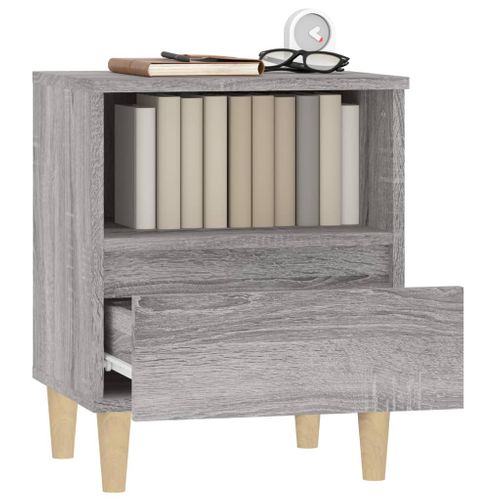 Table De Chevet Sonoma Gris 40x35x50 Cm