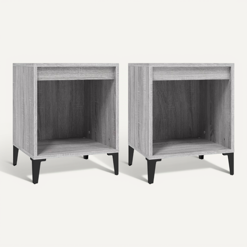 Tables De Chevet 2 Pièces Sonoma Gris 40x35x50 Cm