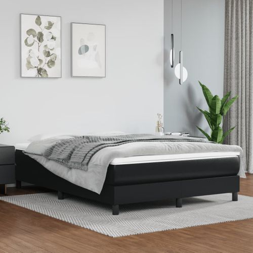 Cadre Lit Coffre Noir 140x190 Cm Simili Contreplaqué Bois Contreplaqué