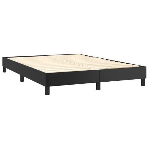Cadre Lit Coffre Noir 140x190 Cm Simili Contreplaqué Bois Contreplaqué