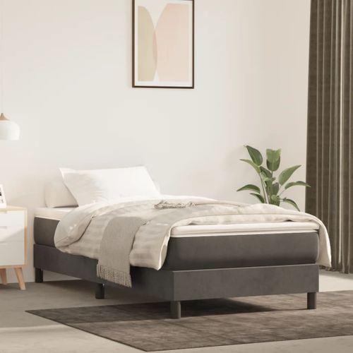 Cadre A Lattes 90x190 Cm En Velours - Gris Foncé